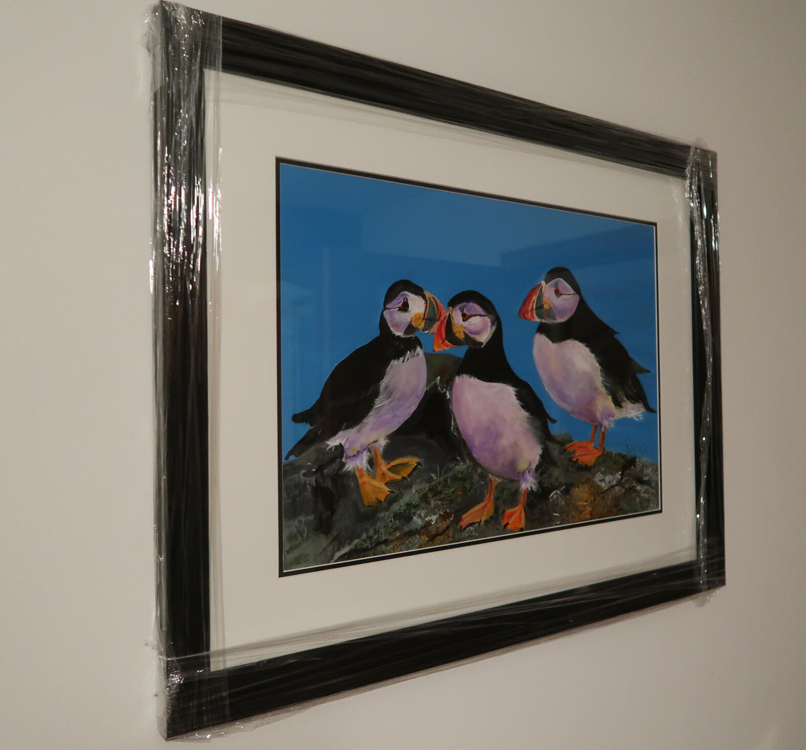 Puffin Family, 72cmx57cm glazed frame £230