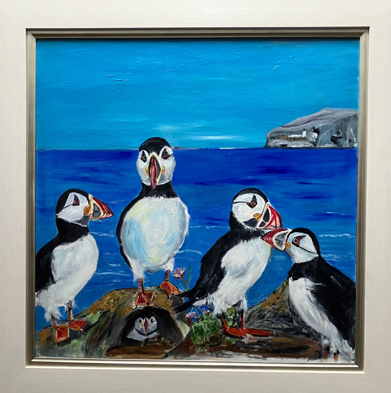Puffin Family, in Acrylic Framed, 72cmx72cm £230
